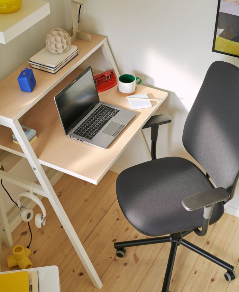 SMÖRKULL office chair with armrests, Gräsnäs dark 