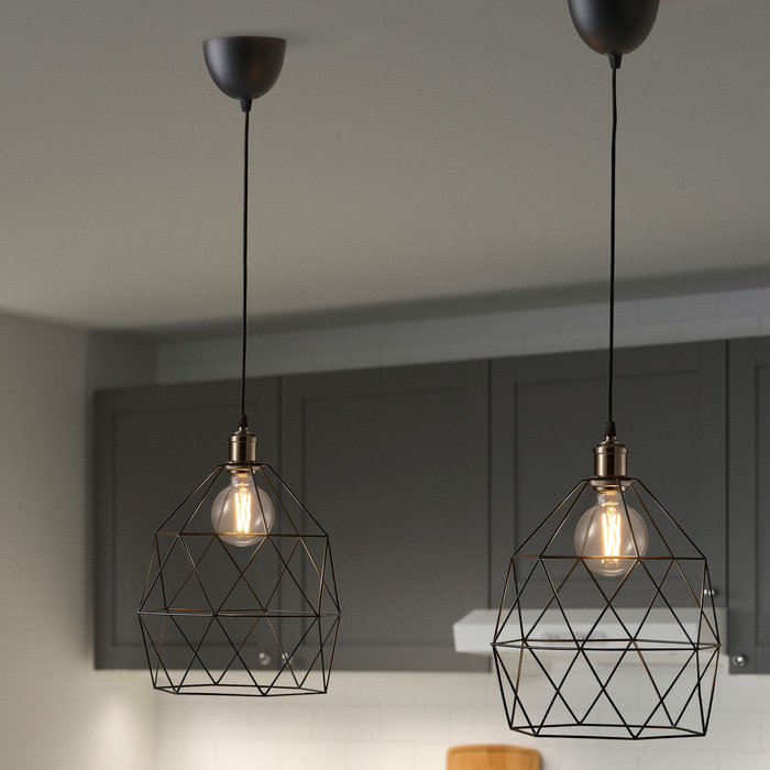 Two ceiling lamps with bulbs