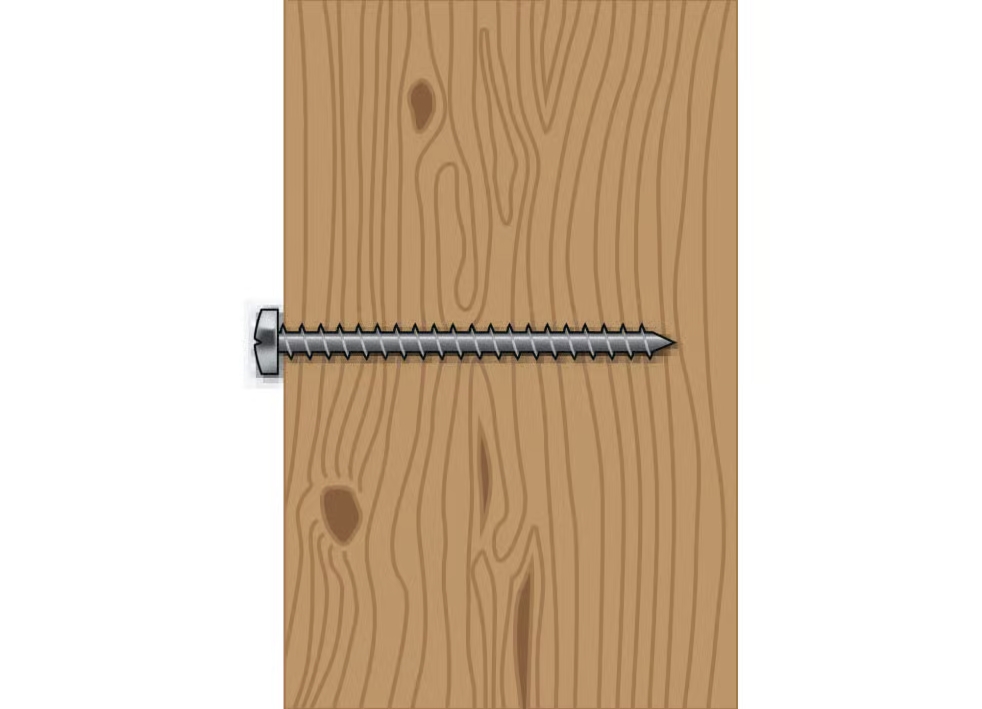 Screw installed directly into wood for a strong and stable hold.