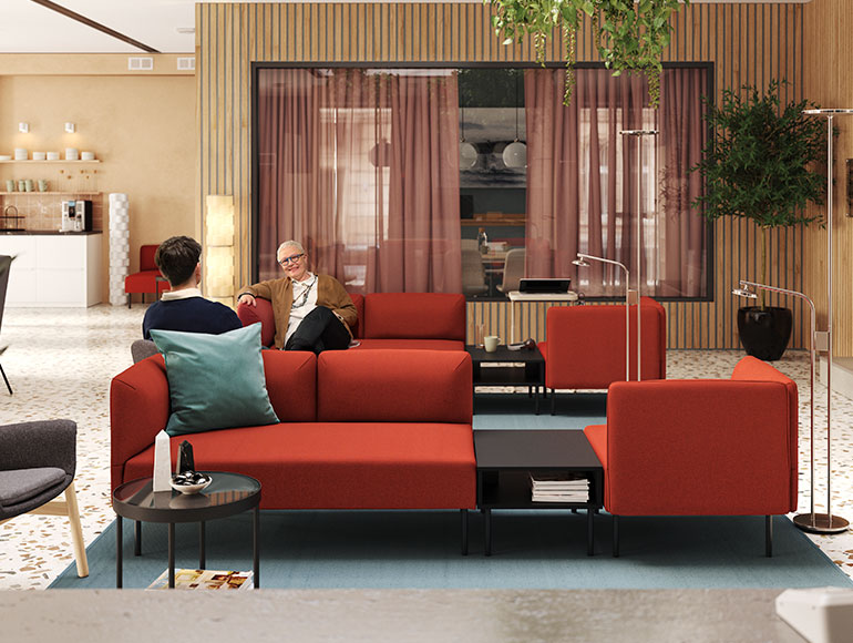 A modern hotel lobby and meeting room with energy and ease