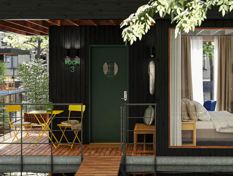 A modern hotel room designed to get good reviews